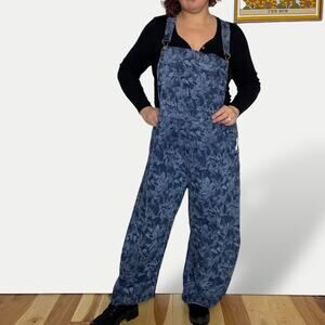Gap Ultrasoft Denim Horseshoe overalls floral print size XXL NWT
